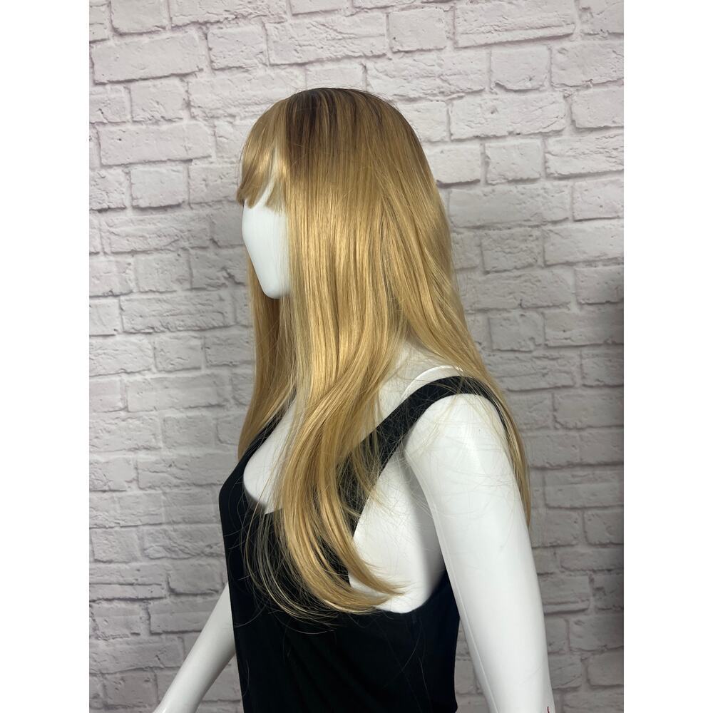 Honey Blonde and Medium Brown Side Bang Lace Front Wig - Picture 7 of 10